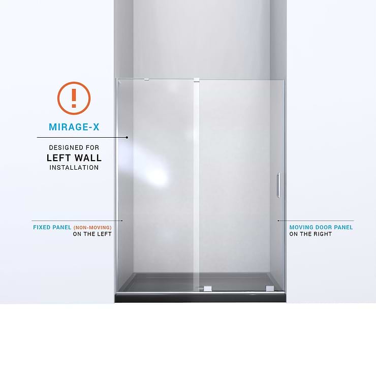 DreamLine Mirage-X 48x72 Left Sliding Shower Alcove Door with Clear Glass in Chrome