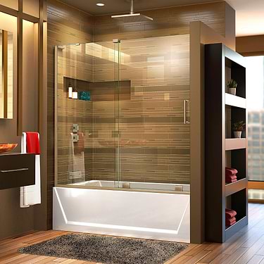 Mirage-X 60x58 Left Sliding Bathtub Door with Clear Glass in Brushed Nickel by DreamLine
