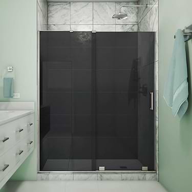 Mirage-X 60x72 Left Sliding Shower Alcove Door with Gray Glass in Brushed Nickel by DreamLine