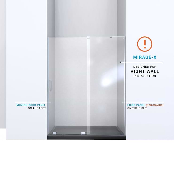 DreamLine Mirage-X 60x72 Right Sliding Shower Alcove Door with Clear Glass in Brushed Nickel