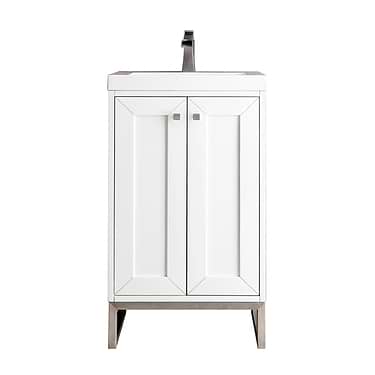 Chianti Glossy White 20" Single Vanity Cabinet with Brushed Nickel Hardware and White Top by JMV