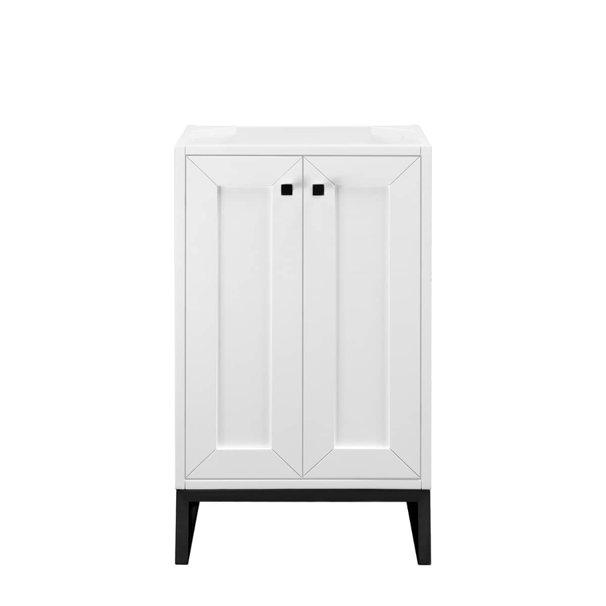 James Martin Vanities Chianti Glossy White 20" Single Vanity Cabinet with Black Hardware without Top