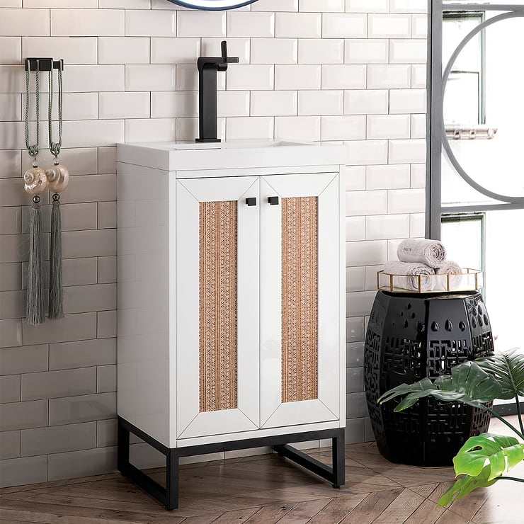 James Martin Vanities Chianti 20" Glossy White Vanity with Black