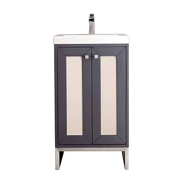 Chianti Mineral Gray 20" Single Vanity with Brushed Nickel Hardware and White Top by JMV