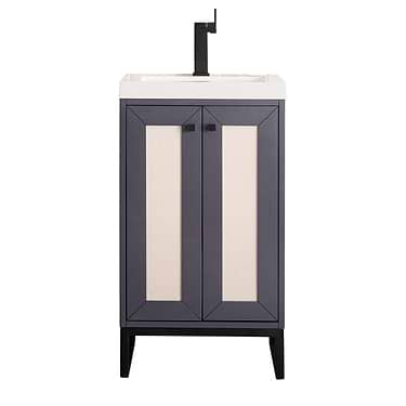 Chianti Mineral Gray 20" Single Vanity with Black Hardware and White Top by JMV