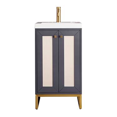 Chianti Mineral Gray 20" Single Vanity with Gold Hardware and White Top by JMV