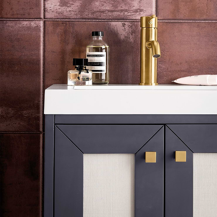 24 Chianti Single Sink Bathroom Vanity, Mineral Grey, Radiant Gold w/  Countertop