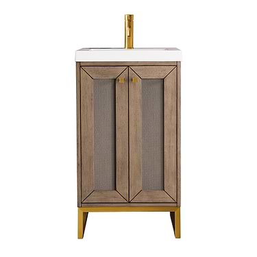 Chianti Whitewashed Walnut 20" Single Vanity with Gold Hardware and White Top by JMV