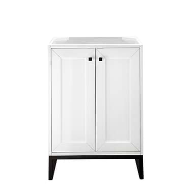 Chianti Glossy White 24" Single Vanity with Black Hardware without Top by JMV