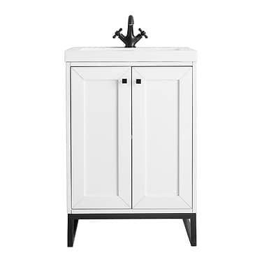 Chianti Glossy White 24" Single Vanity with Black Hardware and White Top by JMV