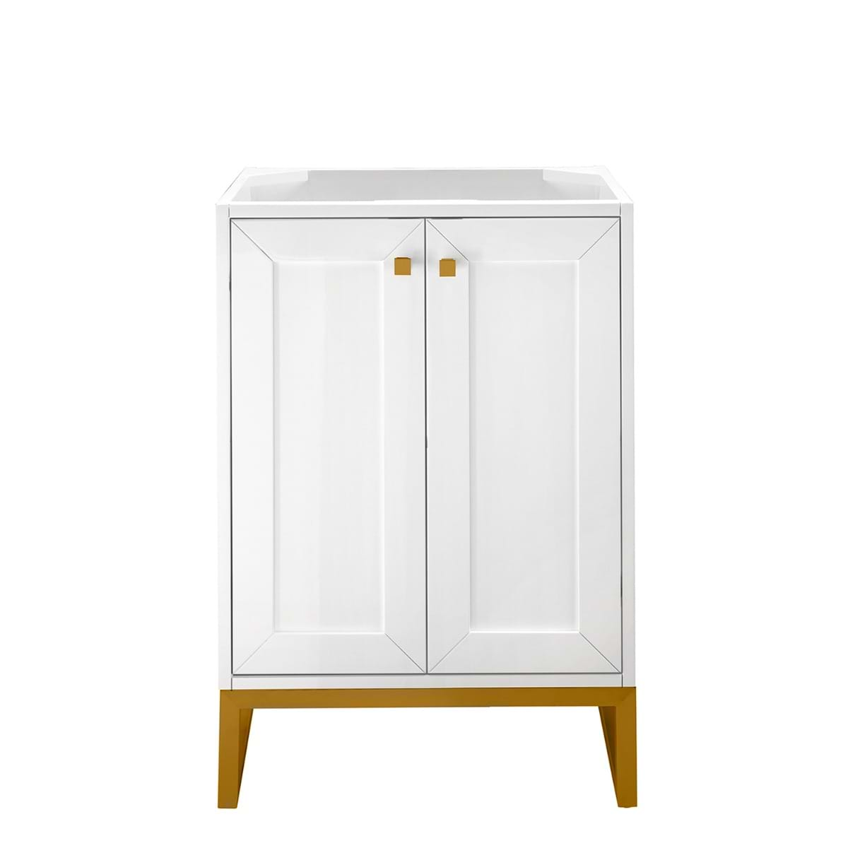 James Martin Vanities Chianti Glossy White 24" Single Vanity with Gold Hardware without Top