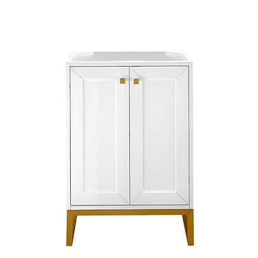 Chianti Glossy White 24" Single Vanity with Gold Hardware without Top by JMV