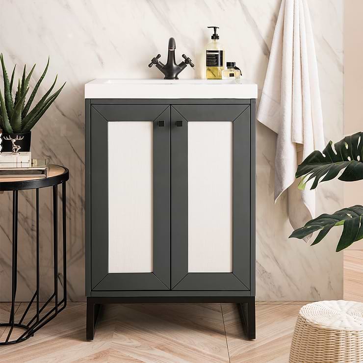 James Martin Vanities Chianti 24" Mineral Gray Vanity with Black