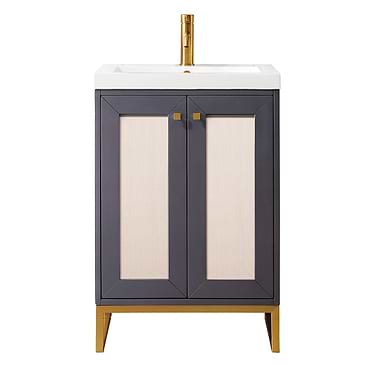 Chianti Mineral Gray 24" Single Vanity with Gold Hardware and White Top by JMV