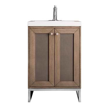 Chianti Whitewashed Walnut 24" Single Vanity with Brushed Nickel Hardware and White Top by JMV