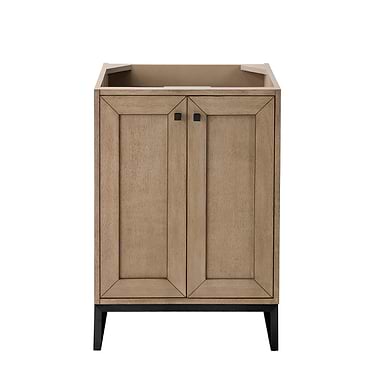 Chianti Whitewashed Walnut 24" Single Vanity with Black Hardware without Top by JMV