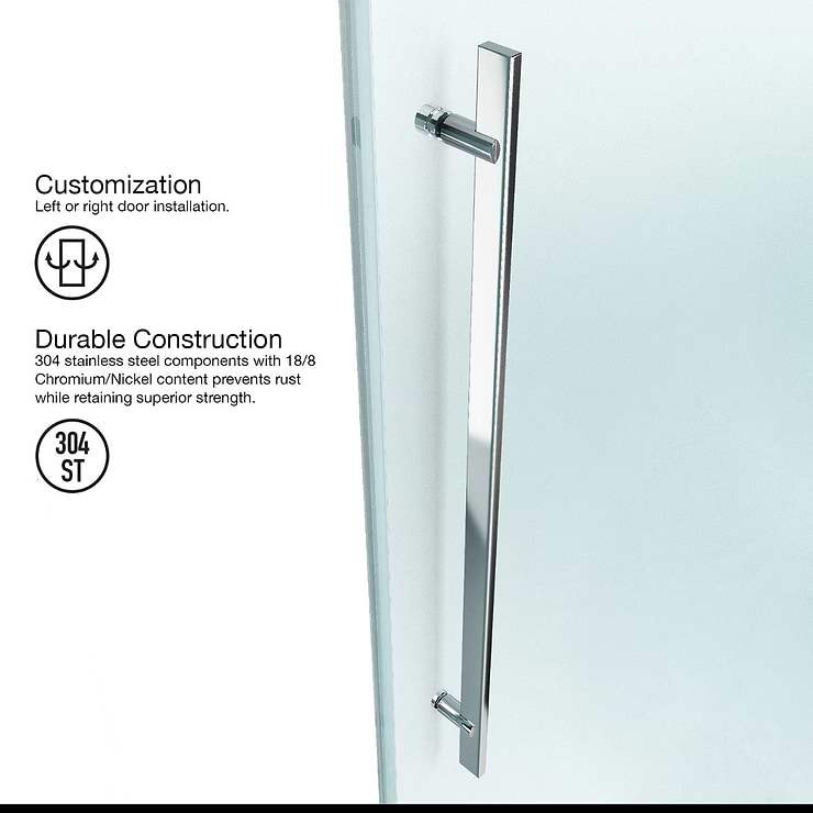 Acqua 60x58 Reversible Sliding Bathtub  Door with Clear Glass in Chrome