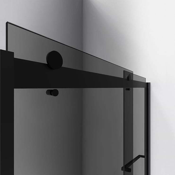 DreamLine Sapphire 48x76 Reversible Sliding Shower Alcove Door with Gray Glass in Satin Black