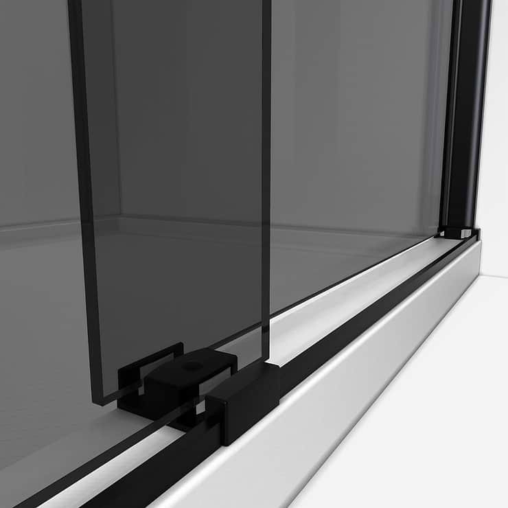 DreamLine Sapphire 48x76 Reversible Sliding Shower Alcove Door with Gray Glass in Satin Black