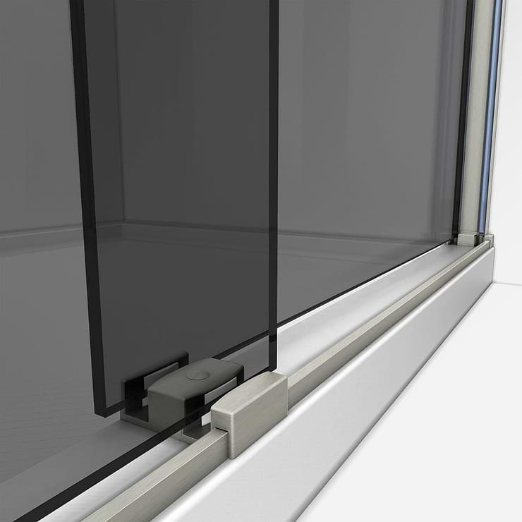 DreamLine Sapphire 48x76 Reversible Sliding Shower Alcove Door with Gray Glass in Brushed Nickel