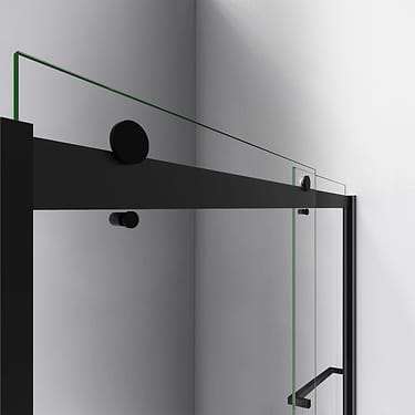 Sapphire 48x76 Reversible Sliding Shower Door with Clear Glass in Satin Black by DreamLine