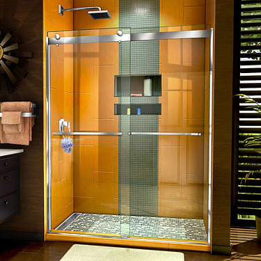 DreamLine Sapphire 60x76 Reversible Sliding Shower Alcove Door with Clear Glass in Chrome