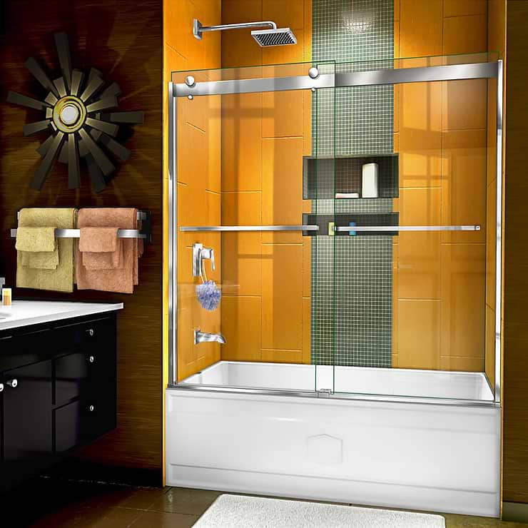 DreamLine Sapphire 60x60 Reversible Sliding Bathtub Door with Clear Glass in Chrome