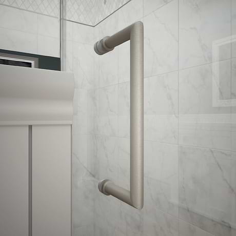 DreamLine Unidoor-X 67x72 Reversible Hinged Shower Alcove Door with Clear Glass in Brushed Nickel