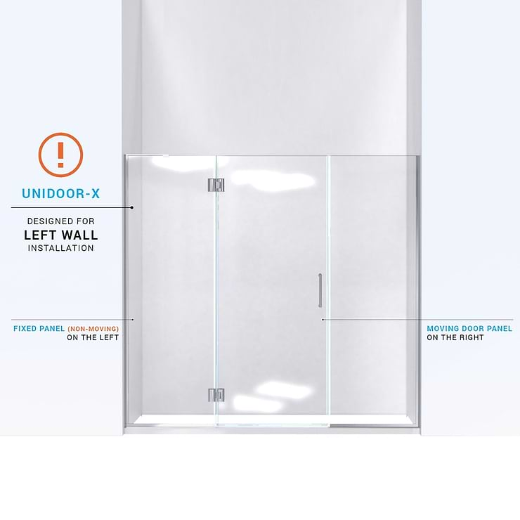 DreamLine Unidoor-X 73x72 Right Hinged Shower Alcove Door with Clear Glass in Satin Black