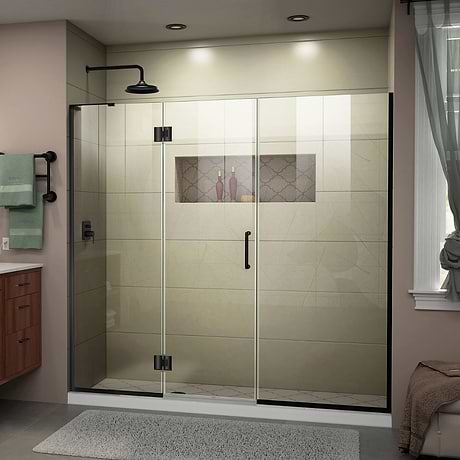 DreamLine Unidoor-X 73x72 Right Hinged Shower Alcove Door with Clear Glass in Satin Black