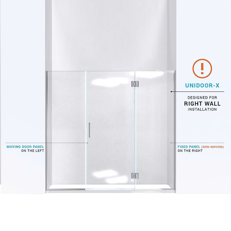 DreamLine Unidoor-X 73x72 Left Hinged Shower Alcove Door with Clear Glass in Satin Black