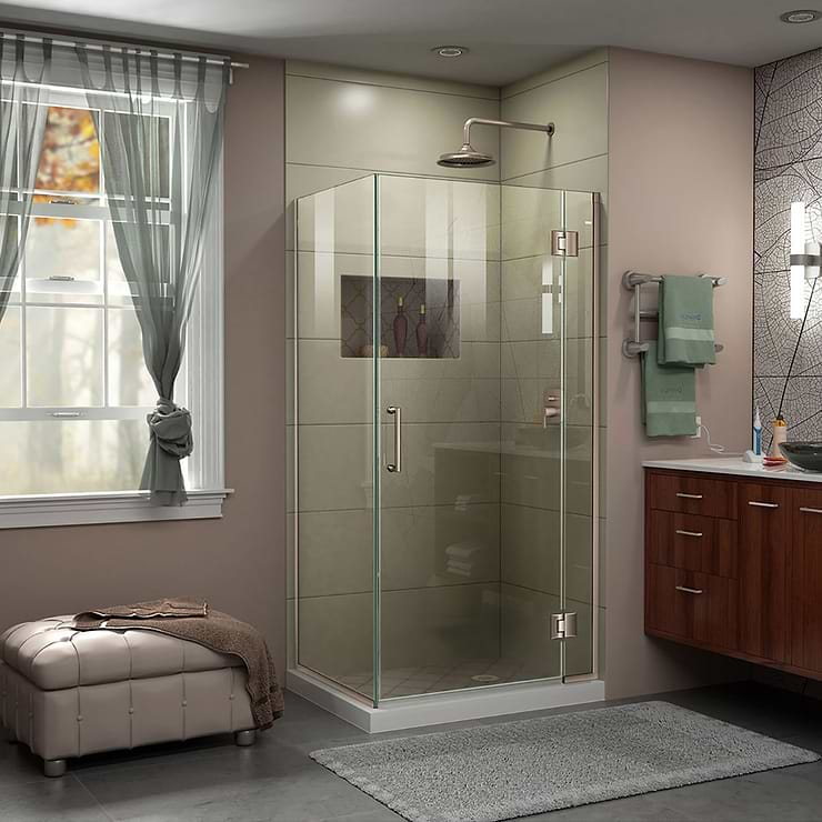 DreamLine Unidoor-X 35x34x72 Reversible Hinged Enclosure Shower Door with Clear Glass in Brushed Nickel