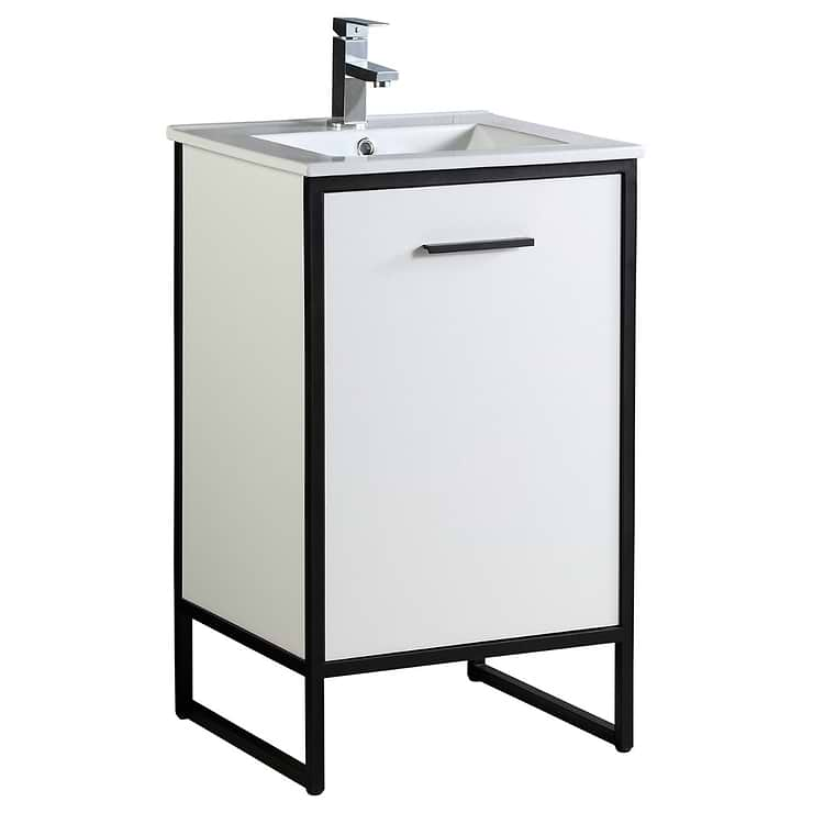 Oriel White Grain 20" Single Vanity with Integrated White Top