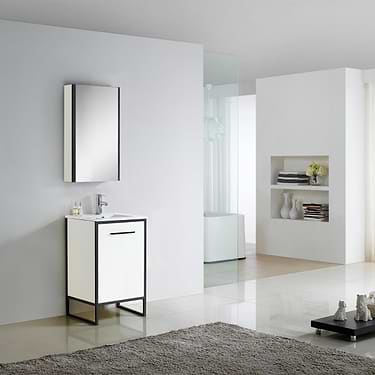 Oriel White Grain 20" Vanity with Integrated White Top