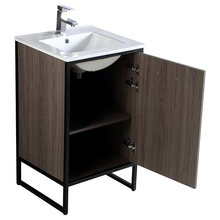 Oriel Gray Grain 20" Single Vanity with Integrated White Top