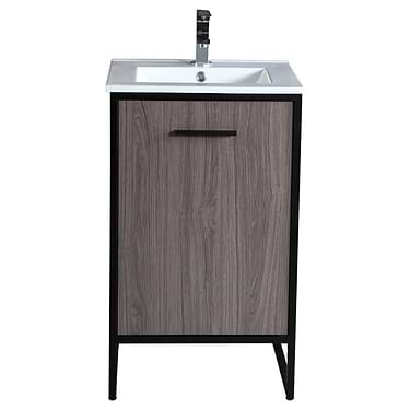 Oriel Gray Grain 20" Vanity with Integrated White Top