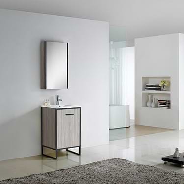 Oriel Gray Grain 20" Vanity with Integrated White Top