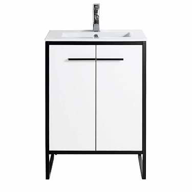 Oriel White Grain 24" Vanity with Integrated White Top