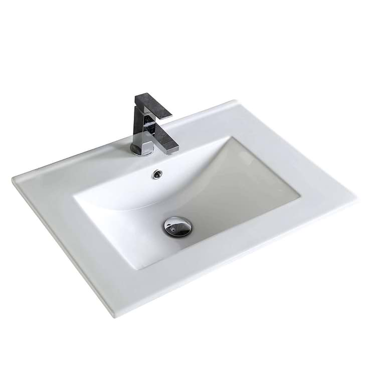 Oriel Gray Grain 24" Single Vanity with Integrated White Top