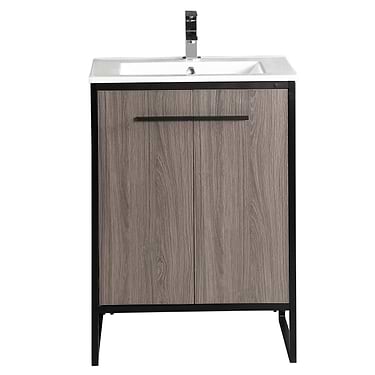 Oriel Gray Grain 24" Vanity with Integrated White Top