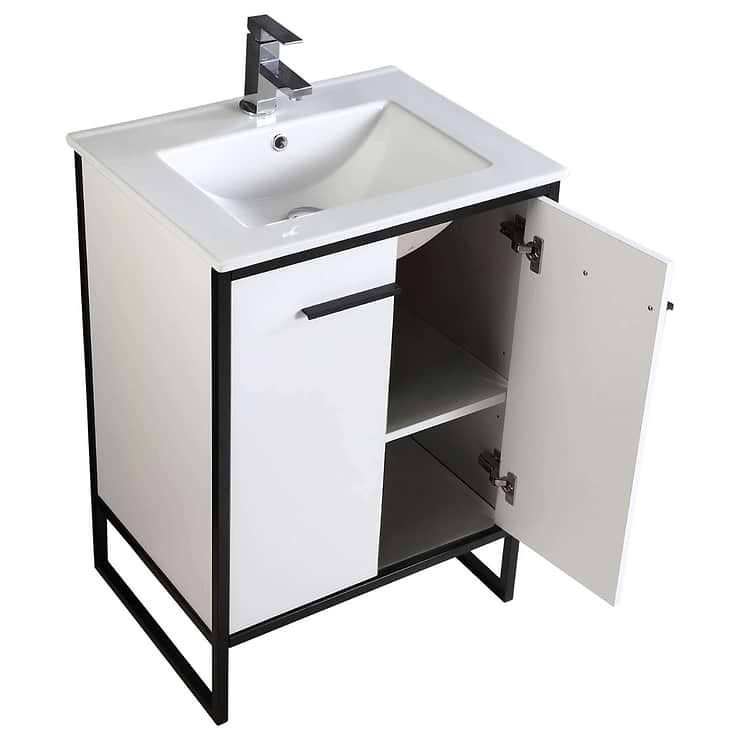 Oriel White Grain 30" Single Vanity with Integrated White Top