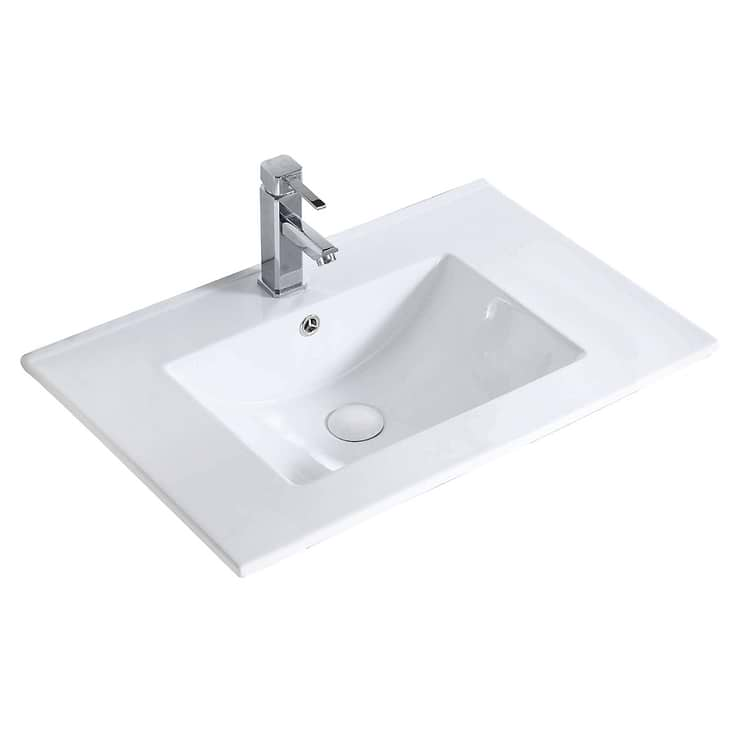 Oriel White Grain 30" Single Vanity with Integrated White Top