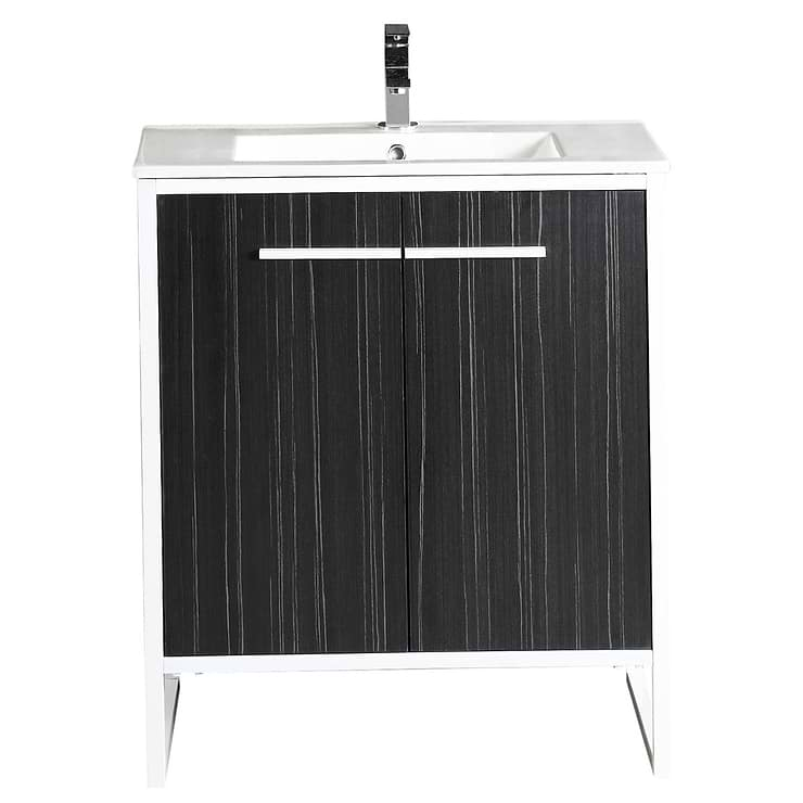 Oriel Black Grain 30" Single Vanity with Integrated White Top