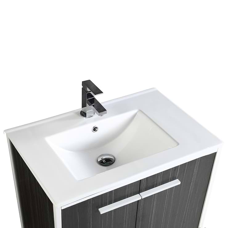 Oriel Black Grain 30" Single Vanity with Integrated White Top