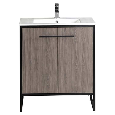 Oriel Gray Grain 30" Vanity with Integrated White Top