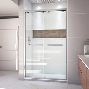 Encore 48"x76" Reversible Sliding Shower Alcove Door with Clear Glass in Brushed Nickel by DreamLine