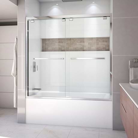 Encore 60"x58" Reversible Sliding Bathtub Door with Clear Glass in Chrome by DreamLine