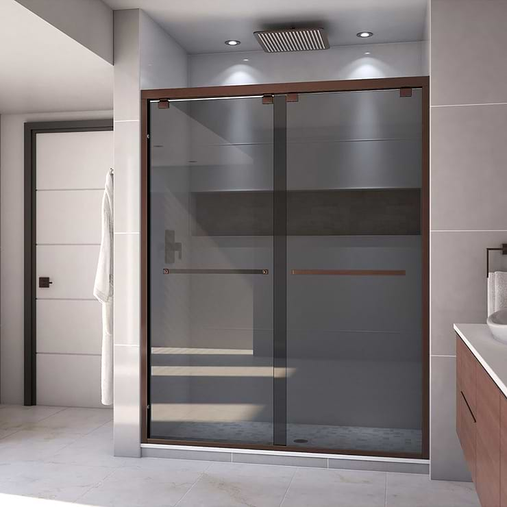 DreamLine Encore 60"x76" Reversible Sliding Shower Alcove Door with Smoke Gray Glass in Oil Rubbed Bronze