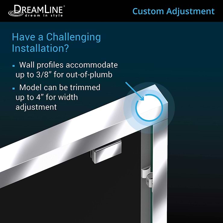 DreamLine Encore 60"x76" Reversible Sliding Shower Alcove Door with Clear Glass in Chrome