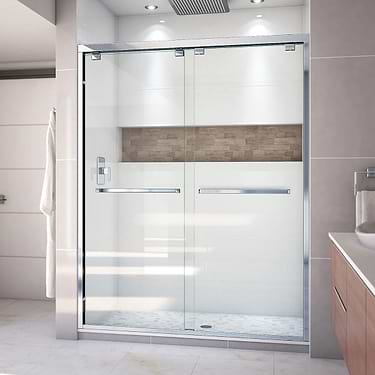 Encore 60"x76" Reversible Sliding Shower Alcove Door with Clear Glass in Chrome by DreamLine